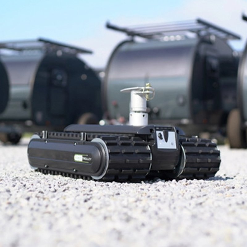 Close-up of Robot Trolley 4500 G3 Caravan Mover showing its track system and motor mount.