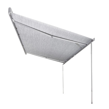 The full extension of the Thule Omnistor 5200 Electric 12V awning, offering shelter for outdoor camping.