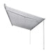 The full extension of the Thule Omnistor 5200 Electric 12V awning, offering shelter for outdoor camping.