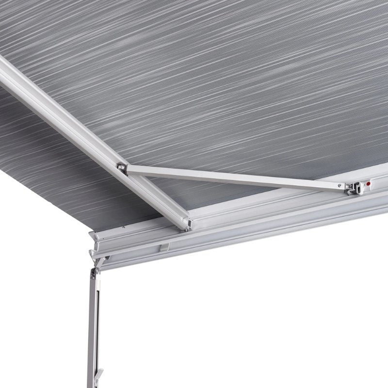 The adjustable leg of the Thule Omnistor 9200 Awning Electric 220V, providing sturdy support and stability for setting up in various environments.