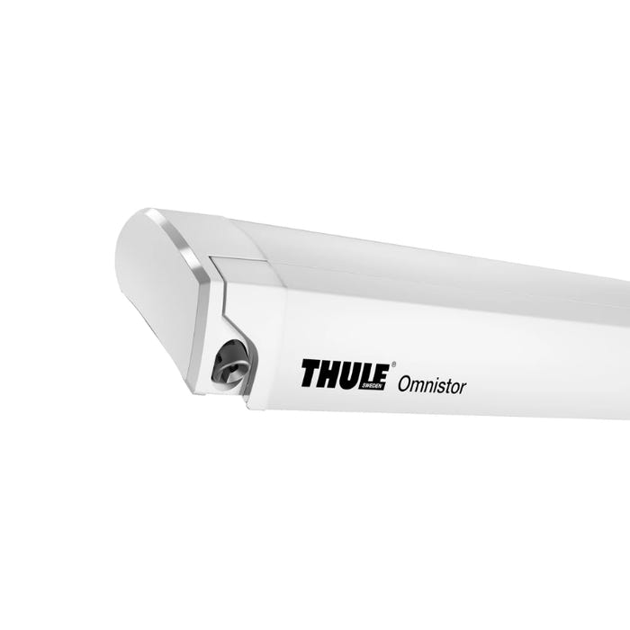 The durable metallic cassette of the Thule Omnistor 9200 Awning Electric 220V, built for long-lasting performance while maintaining a compact and sleek design.