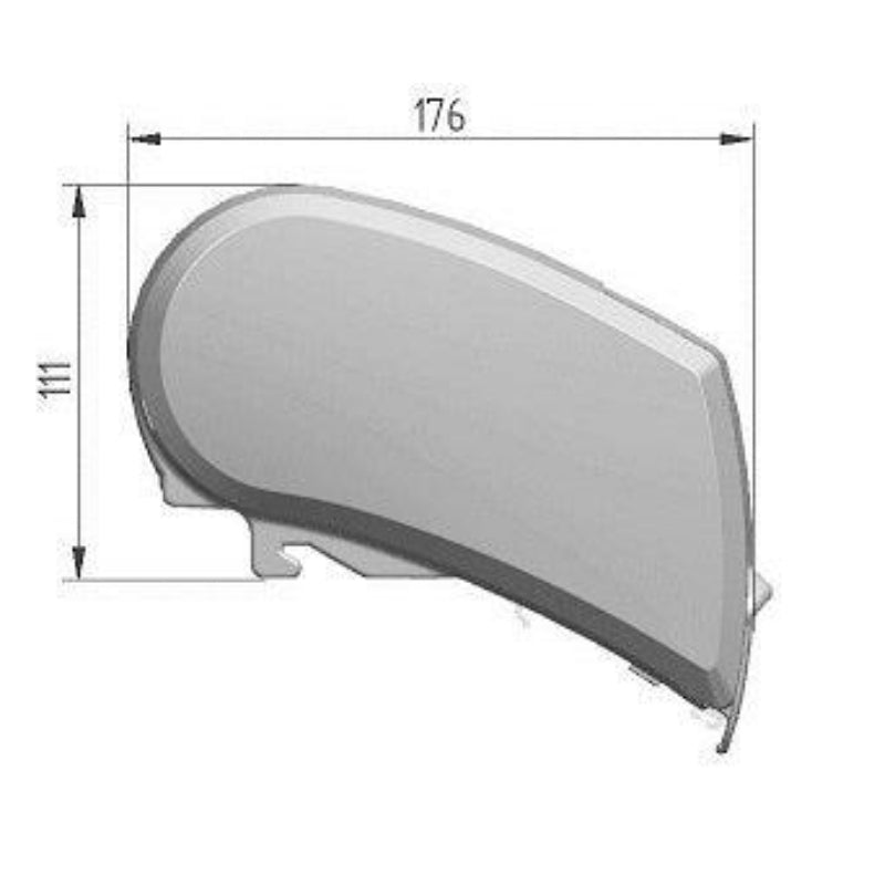 Thule Omnistor 9200 awning end cap dimensions diagram showing 176mm length and 111mm height for manual reference.
