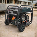 Portable 3750W generator front-right angle view with steel frame