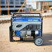 Westinghouse WHXC3750 portable generator front panel with 3000W output on construction site