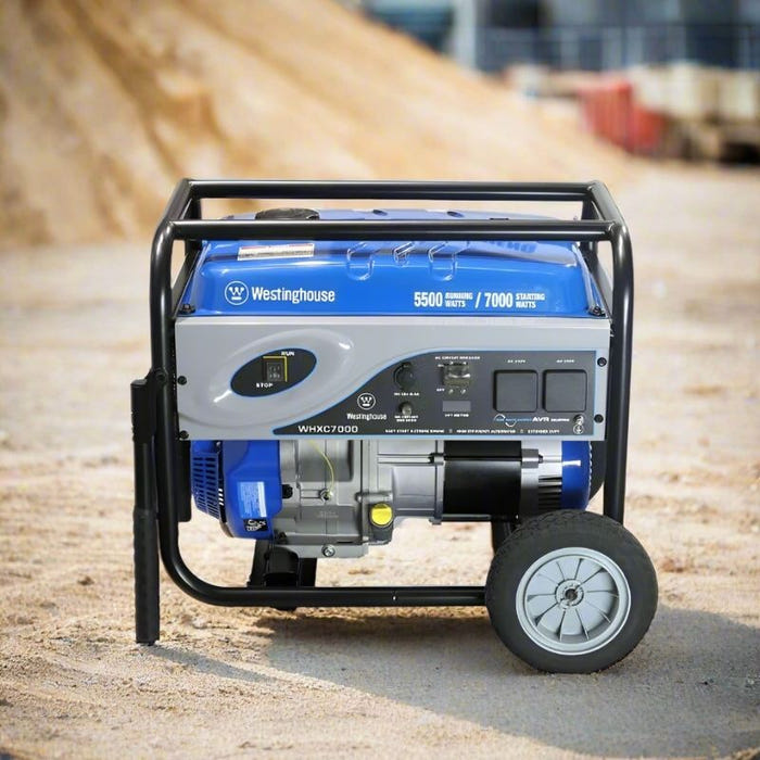 Westinghouse WHXC7000 generator front view on jobsite