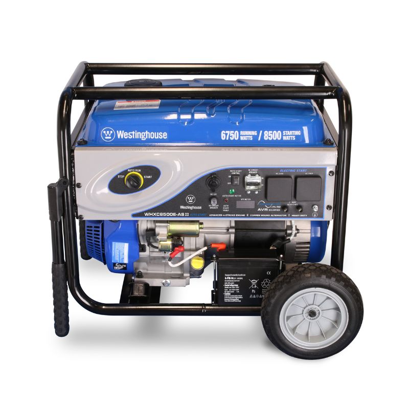 Westinghouse WHXC8500E-AS II petrol generator photographed from front with controls visible