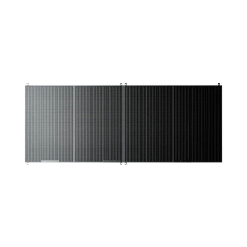 Fully extended Bluetti solar panel with multiple vertical sections on white background